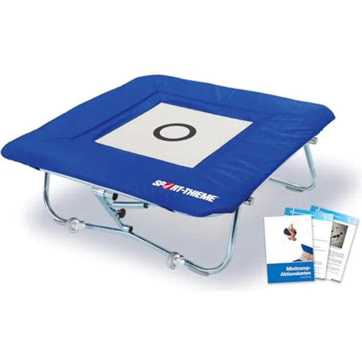 Sport-Thieme Minitramp "Standard", Minitramp 125, Höhen- und Schrägeverstellung, blau-weiss-silber, für Therapie und Breitensport – Bild 1