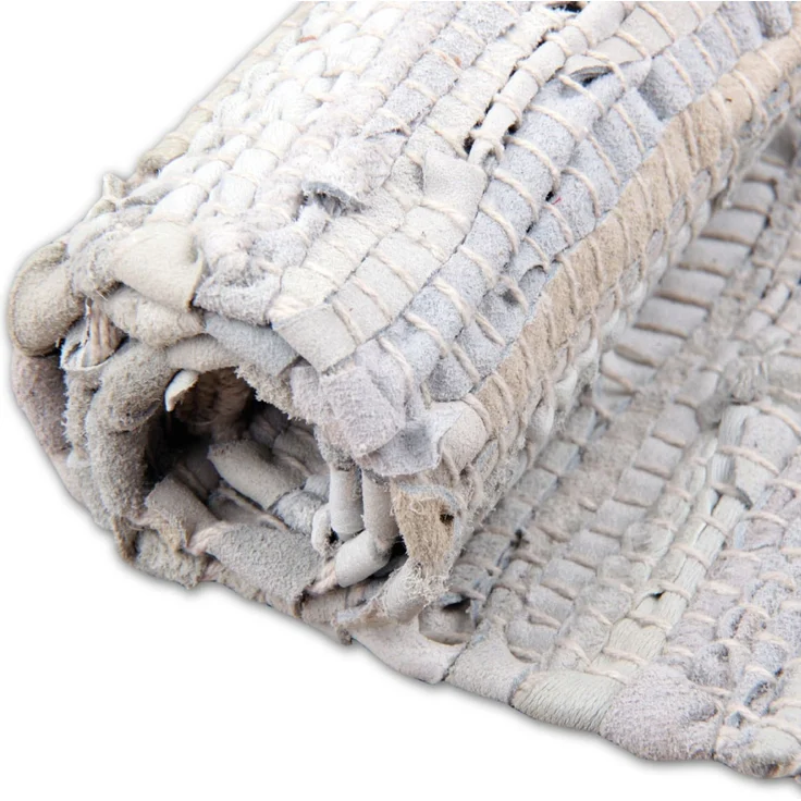Flickenteppiche Leder 70x180cm weiß – Bild 2