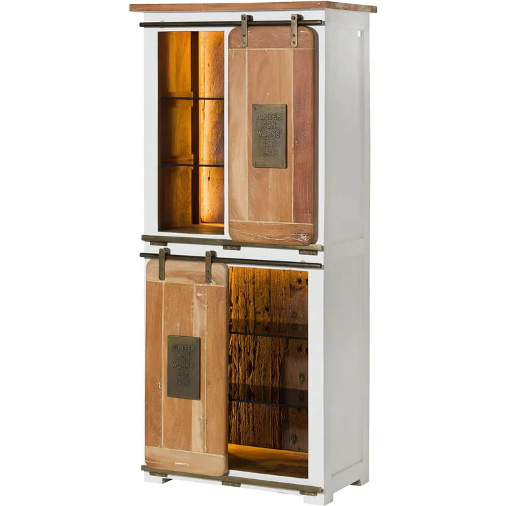 Schrank Mango / Altholz 80x45x175 weiß lackiert RAILWAY LUX #516