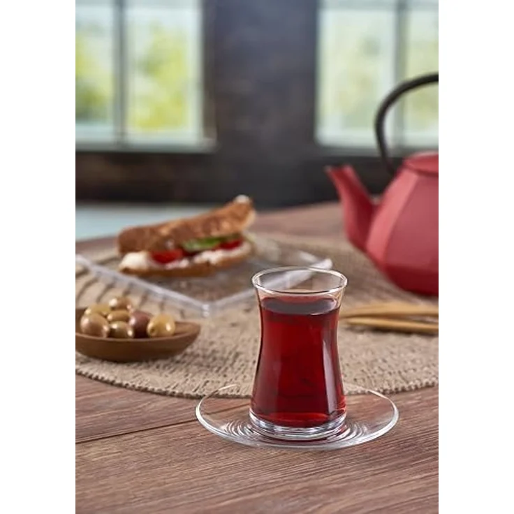 Pasabahce Schüssel Pasabahce Heybeli Teeglas mit Untertasse 160 ml 6er Set, Glas, (Set) – Bild 3