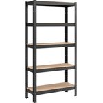 Songmics Schwerlastregal mit 5 verstellbare Ablagen, bis 650 kg belastbar, MDF / Stahl naturfarben-schwarz, 30 x 75 x 150 cm
