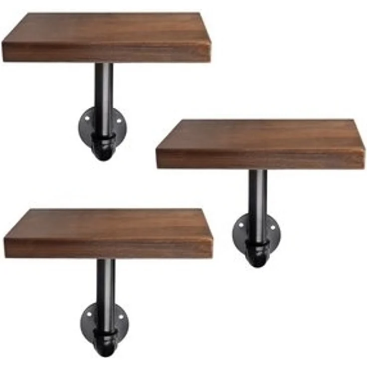 Navaris Wandregal Regal aus Holz und Metall - 3er Set Schweberegal Hängeregal, 3-tlg. – Bild 6