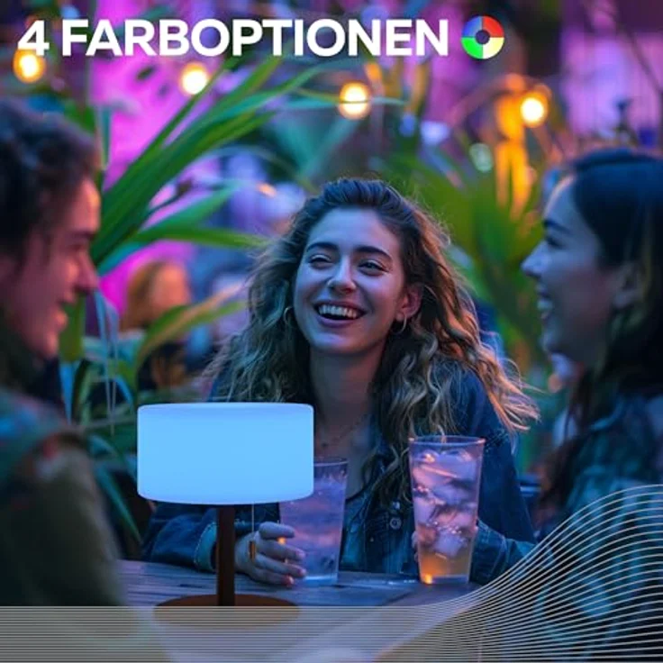 Calex Tischlampe Cascia, Wiederaufladbare LED-Tischleuchte mit RGB-Funktion, Wasserdicht, Kabellos, Schwarz – Bild 4