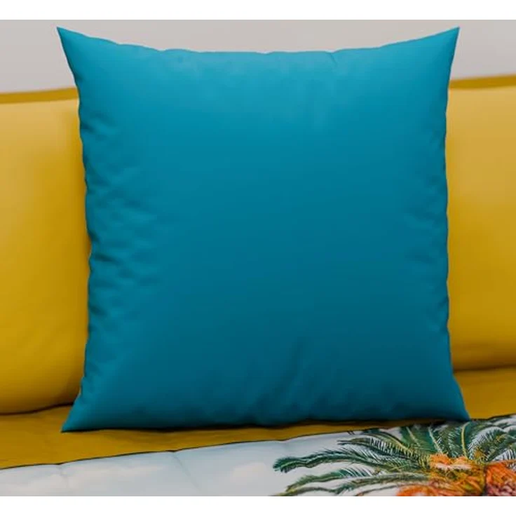 PETTI Artigiani Italiani - 2er-Set Kissenbezüge 70x40 cm aus Mikrofaser, Dekokissen-Bezüge für Schlafzimmer und Sofa, Set mit 2 Kissenhüllen, Wende-Kissenbezug Double-Face Hellblau Gelb – Bild 2