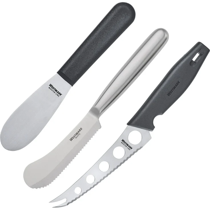 Westmark Frühstücks-Set 3-tlg.: Käse-/Butter-/Frühstücksmesser, Rostfreier Edelstahl/Kunststoff, Silber/Schwarz, 135922E6