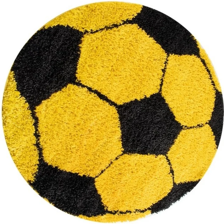 Carpettex Kinderteppich Fußball-Design, Rund, Höhe: 30 mm, Kinder Teppich Fußball-Form Kinderzimmer versch. farben und größen – Bild 4