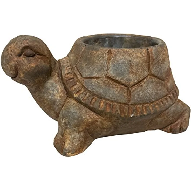 Classic Home and Garden Cement Buddies Pflanzgefäß Schildkröte, für Innen- und Außenbereich, mit Ablaufloch, Rostbraun, klein, ca. 15,2 cm – Bild 4