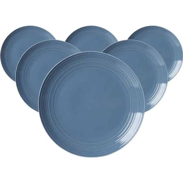 Presotto Speiseteller, Rund, Blau, Keramik, Ø 27 cm, spülmaschinenfest, 6er Set