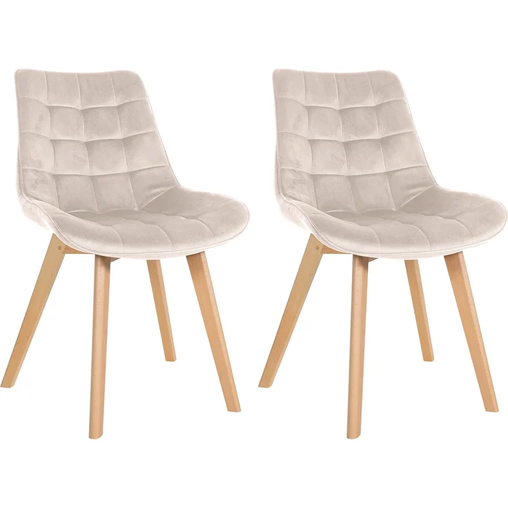 CLP 2er Set Esszimmerstühle Brook mit Samtbezug,creme – Bild 1