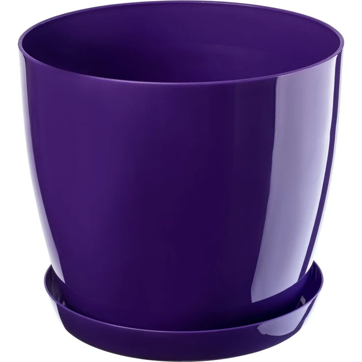 KADAX Blumentopf mit Ständer, Blumentopf mit Kunststoffabdeckung, 16 cm, violette Blumen – Bild 3