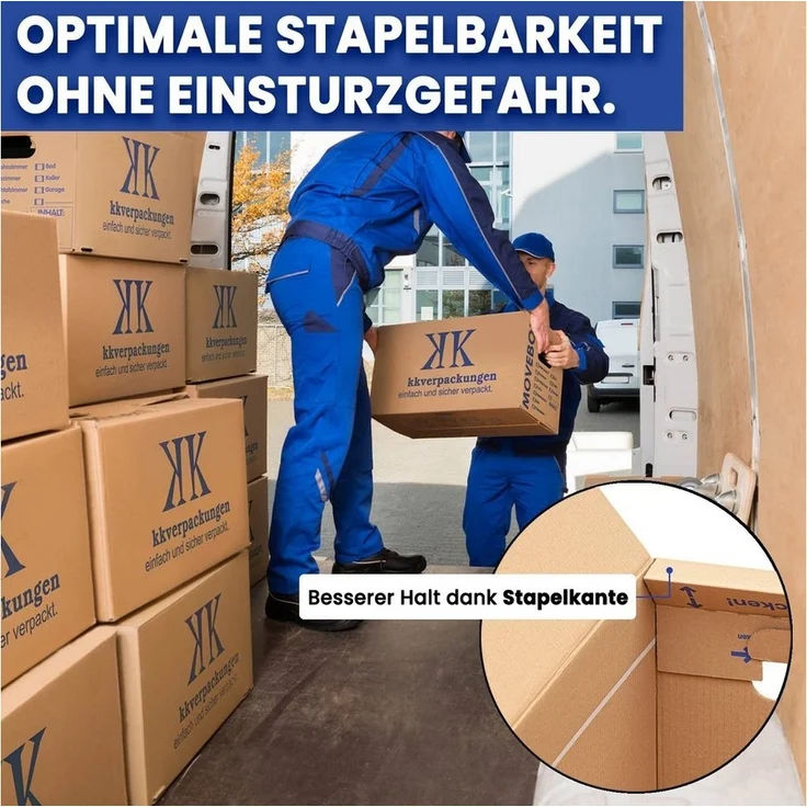 KK Verpackungen Aufbewahrungsbox (Spar-Set, 10 St, 10er-Set), Movebox 2-welliger Umzugskarton Umzugskiste 40kg Braun – Bild 3