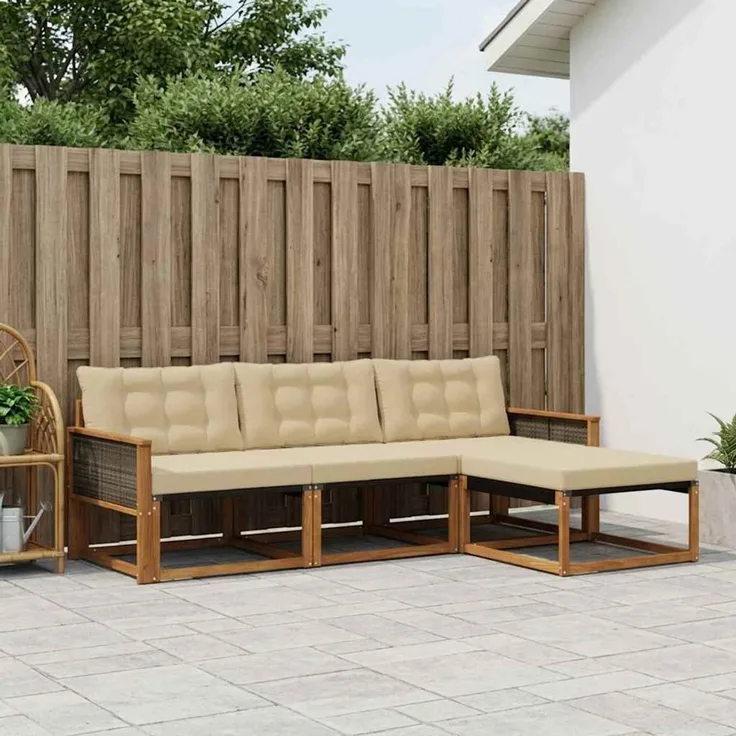 vidaXL Outdoor-Sofagarnitur 4 stk. 4-Sitzer Natur und Beige 3381341