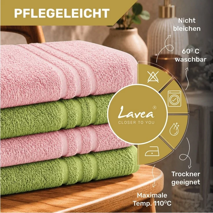 Lavea Handtücher 8er Handtuch Set 50x100 cm, Sporthandtuch, Badetuch, (Frottierserie Elena), Saugstarke & weiche Gästetücher, Handtuch Set – Bild 2