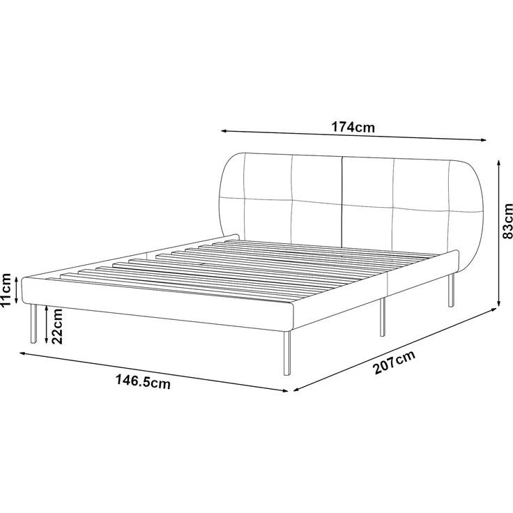 Polsterbett Porvoo Textil 140x200 cm Grau [en. casa] – Bild 4