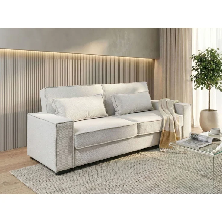 Schlafsofa 3-Sitzer AROLE Stoff Weiß – Bild 3