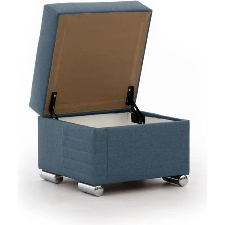 Ecksofa inkl. Hocker und Sessel CANTON Stoff Liverpool Azurblau Ottomane Rechts – Bild 3