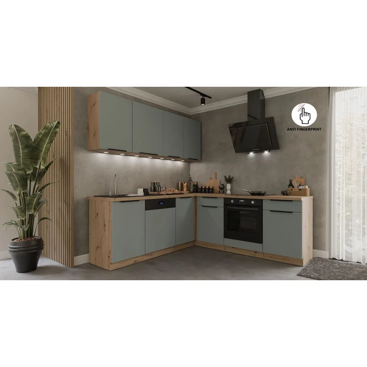 Winkelküche ARIA K-AR ECKE 1 - 215 x 220 + 120 cm Anti Fingerprint Küchenzeile Küchenblock Singleküche Einbauküche Küche Eckküche – Bild 3