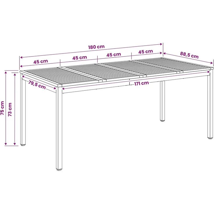 vidaXL Gartentisch NAARDEN Natur und Weiß 180 x 88,5 x 75 cm 901326 – Bild 9