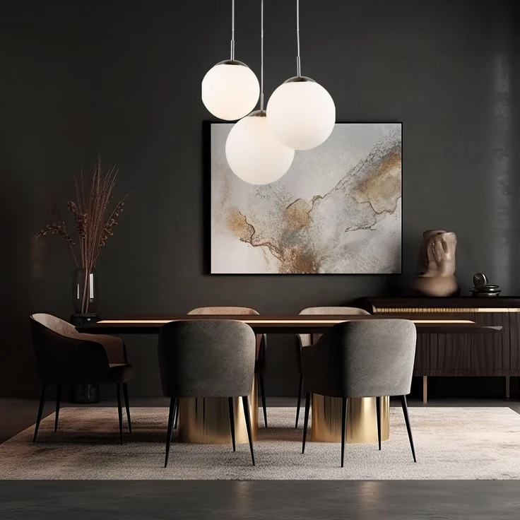 Hängeleuchte, 3 Flammig, Kugeln, Glas satiniert, D 51,5 cm – Bild 2