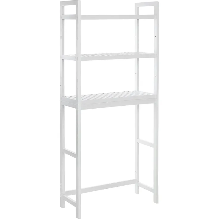 SONGMICS Toilettenregal, Badezimmerregal, Waschmaschinenregal,3-stöckiges Badregal aus Bambus, verstellbar, multifunktional, statische Belastbarkeit 15 kg pro Ebene, einfache Montage, weiß BTS01WT