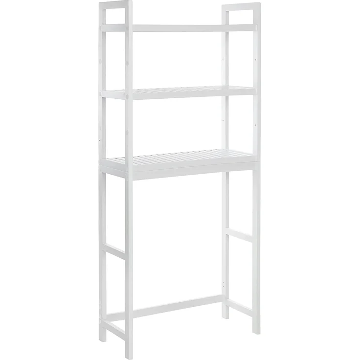 SONGMICS Toilettenregal, Badezimmerregal, Waschmaschinenregal,3-stöckiges Badregal aus Bambus, verstellbar, multifunktional, statische Belastbarkeit 15 kg pro Ebene, einfache Montage, weiß BTS01WT – Bild 1