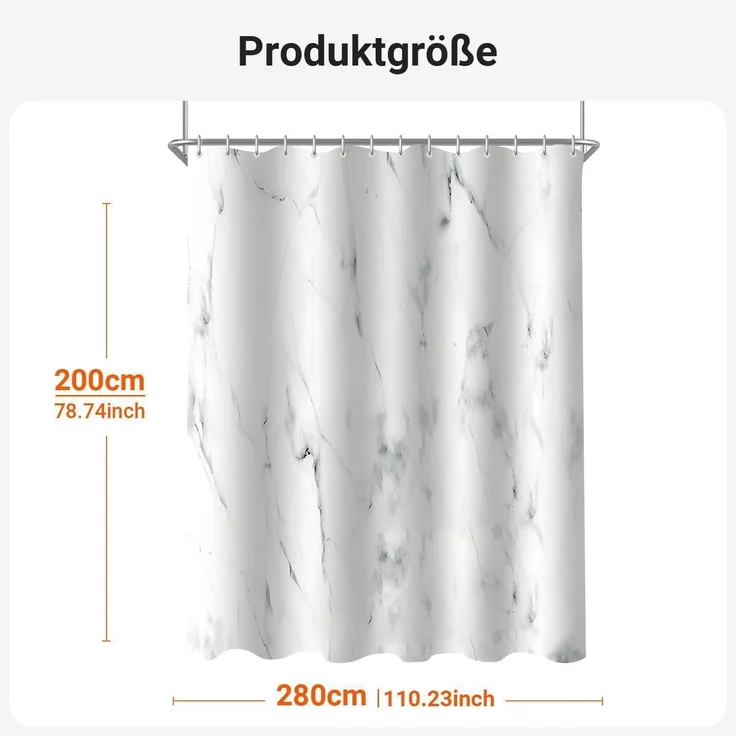 Duschvorhang Marmor 100x180cm Wasserdicht Antischimmel Polyester 7er Pack – Bild 6