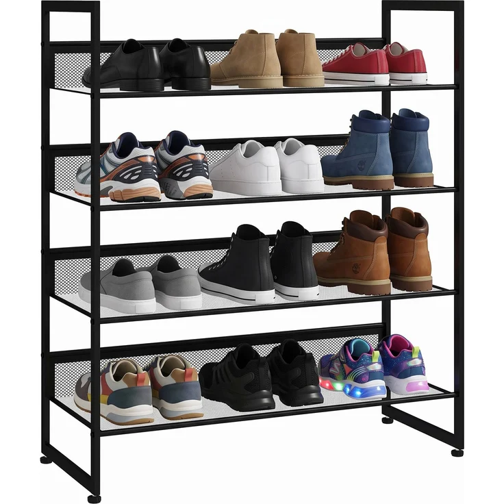 HOMCOM Schuhregal, Stahl, Schwarz, 72L x 30B x 82,7H cm – Bild 1