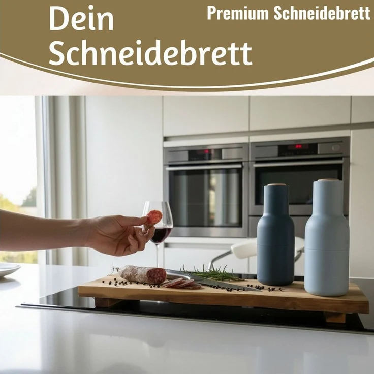 LS-LebenStil Servierbrett XL Vesperbrett 53cm Akazie Schneidebrett Serviertablett auf Füßen, Akazienholz, (FSC Zertifiziert - Standfüße Serviertablett Serviertisch Tischpodest, 1-St, Deko-Tablett Holzbrett Herd Abdeckplatte Vesperbrett Käsebrett Suhi),... – Bild 3