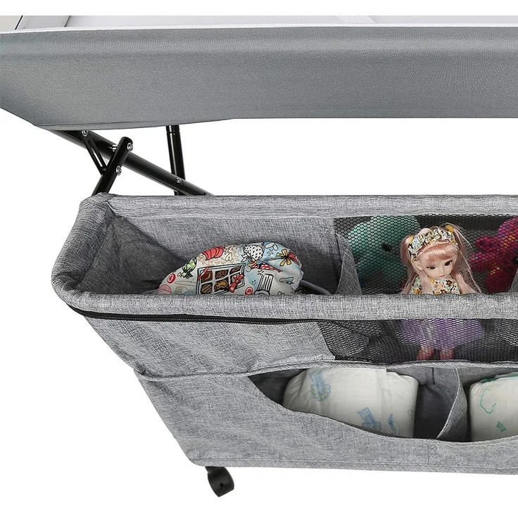 Faltbarer Wickeltisch, Tragbar und Höhenverstellbar - 2-in-1 Mit Badewanne für Babys von Geburt bis 12 Monate - Grau/Weiß – Bild 7