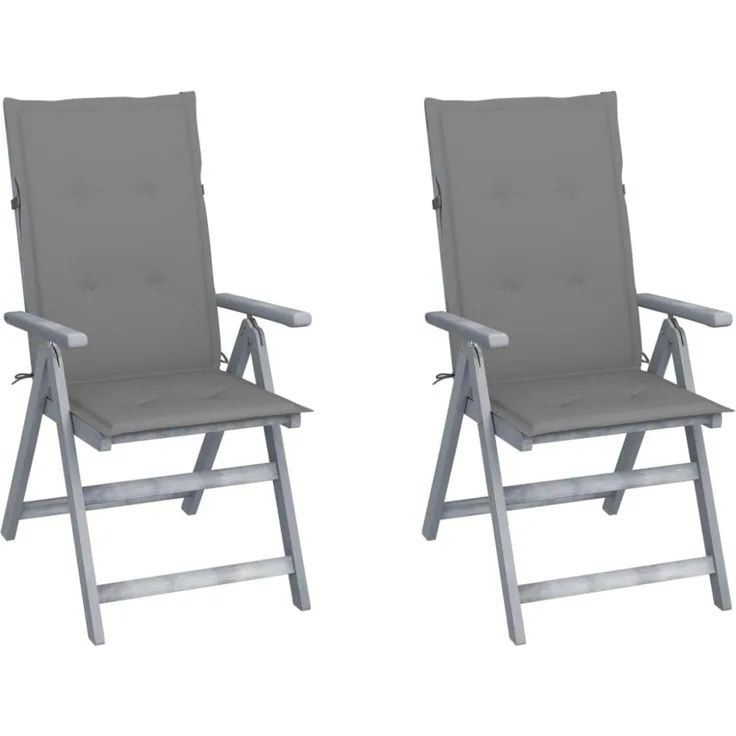 vidaXL Verstellbare Gartenstühle 2 Stk. mit Auflagen Massivholz Akazie 3064699