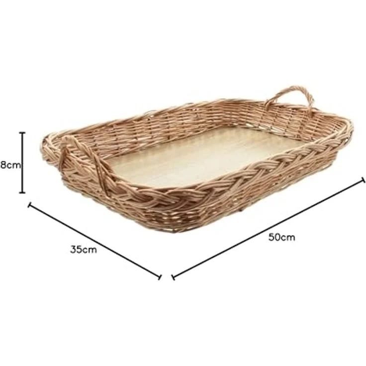 Dekoleidenschaft Tablett aus Weide, 50x35 cm groß, mit Griffen, Serviertablett, Korbtablett, Weide, rechteckig, Kaffeeetablett, Küchentablett, Tragetablett, Dekotablett – Bild 5