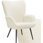 tectake Relaxsessel Sessel Hygge gepolstert, Bouclé-Stoff, Belastbarkeit 150 kg, Ergonomische Rückenlehne und Armlehnen für höchsten Komfort