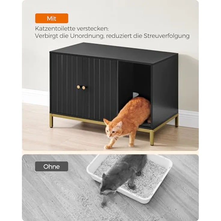 FEANDREA Katzentoilette, Katzenklo-Schrank, Katzenhaus, mit Kratzmatte, Beistelltisch – Bild 10