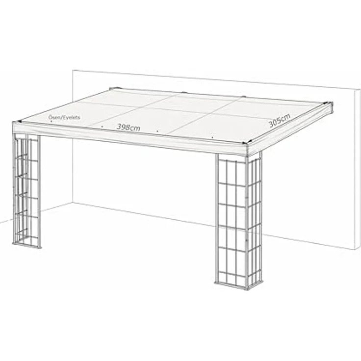 QUICK STAR Ersatzdach Anbaupergola 3x4m, anthrazit, 100% Polyester mit PVC-Beschichtung, inkl. Ablaufösen – Bild 3