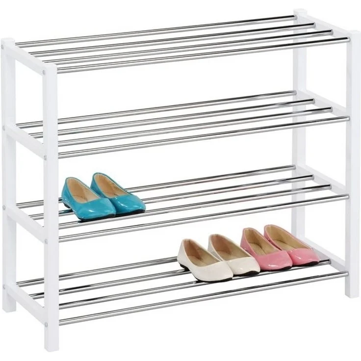 IDIMEX Schuhregal DUBLIN, Schuhständer mit 4 Ablagen, 80cm breit Schuhaufbewahrung Metall weiß – Bild 3
