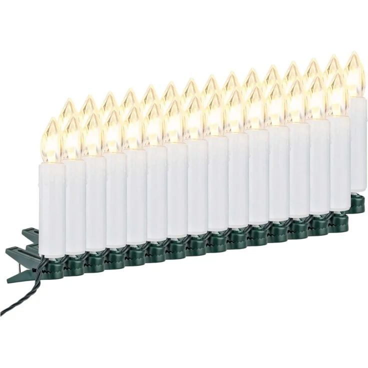 F-H-S International LED-Christbaumkerzen, 30-flammig, Baumkerzen weiß 7cm warmweiß 6/18h Timer 14,5m – Bild 1