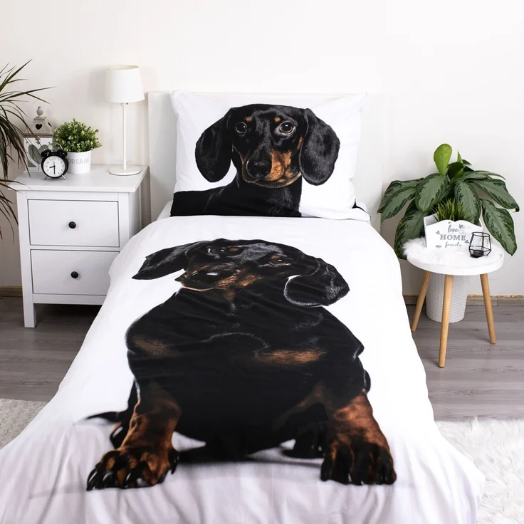 Dachshund Baumwoll-Bettwäsche 140x200 cm Weiches Bettbezug Set mit Kissenbezug 70x90 cm, pflegeleicht & langlebig – Bild 2