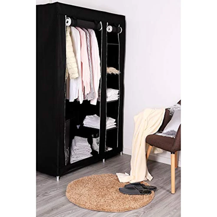 dibea Faltbarer Stoff-Kleiderschrank 175 x 110 x 45 cm, schwarz – Bild 4