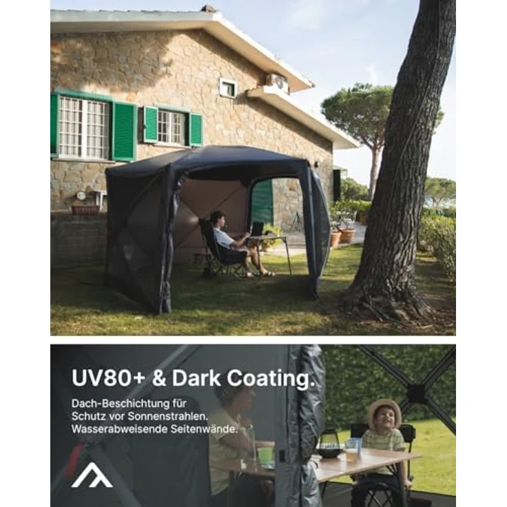 qeedo Quick Hub Hex Pop Up Pavillon faltbar (3,66 x 2,18m) Camping, Event Shelter & Vorzelt, Dark Coating Dach UV-Schutz, innovative Quick Up System – Bild 4