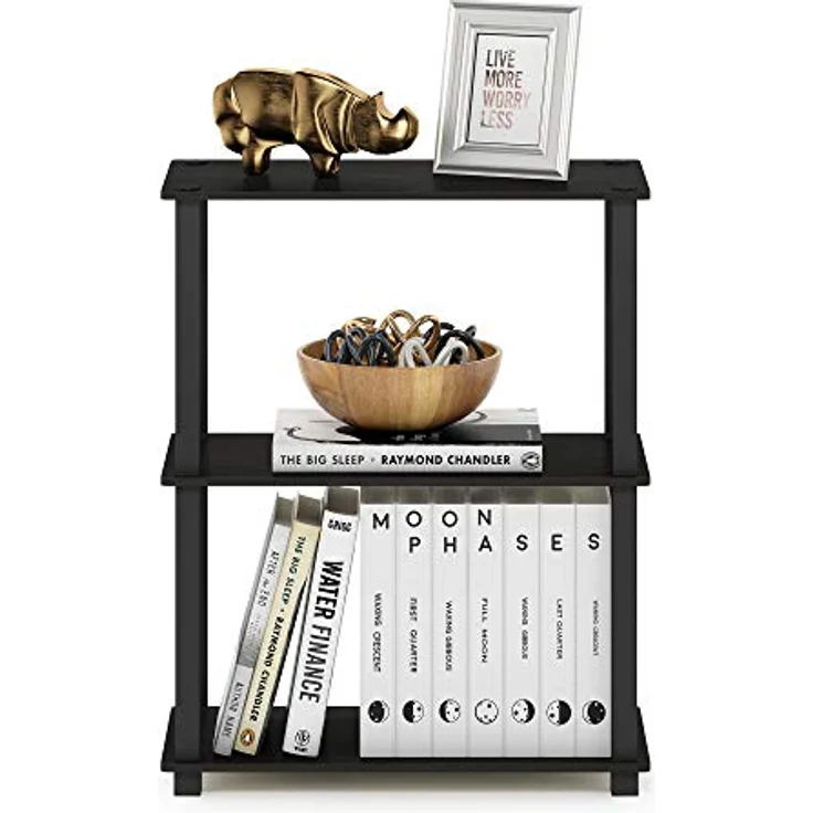 Furinno 3-Ebenen kompaktes Mehrzweckregal mit quadratischem Rohr, holz, Espresso/Schwarz, 28. 96x59. 94x75. 18 cm – Bild 5