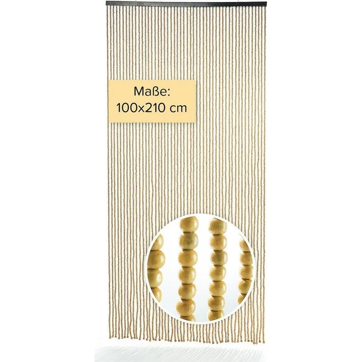 Kobolo Türvorhang COFFEE Holzperlen braun 50 Stränge 100x210cm (1 St), Ösen, halbtransparent – Bild 5