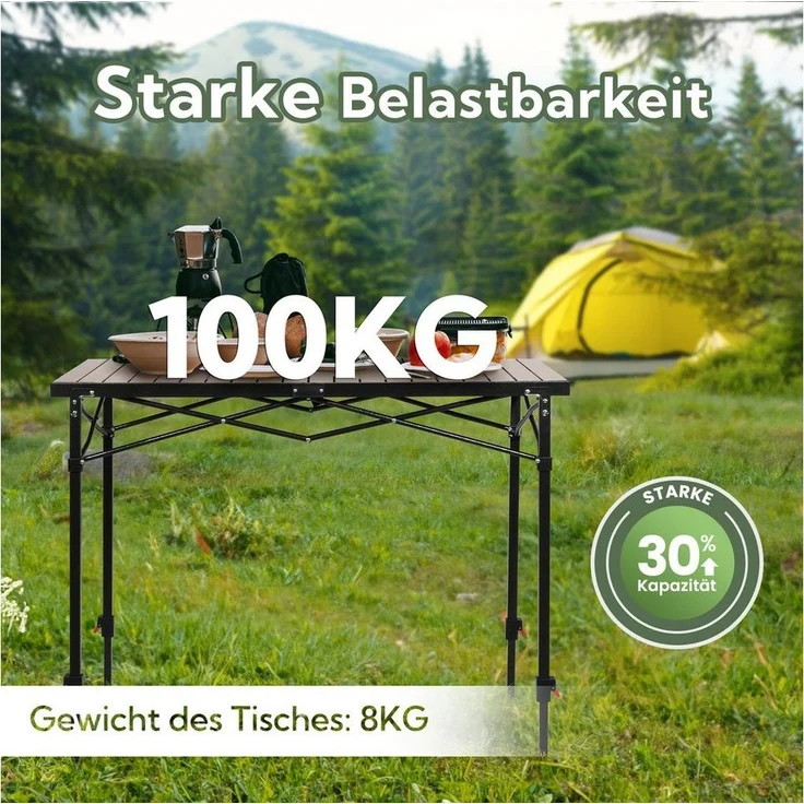 HOMECALL Klapptisch Campingtisch Höhenverstellbar Klappbar Balkontisch Gartentisch Tragbar (Höhenverstellbares Bein(76/84,5/92,5 cm),Aluminum Roll Up Tabletop bis 100kg), für 4-6 Personen,für Camping, Outdoor, Garten – Bild 3