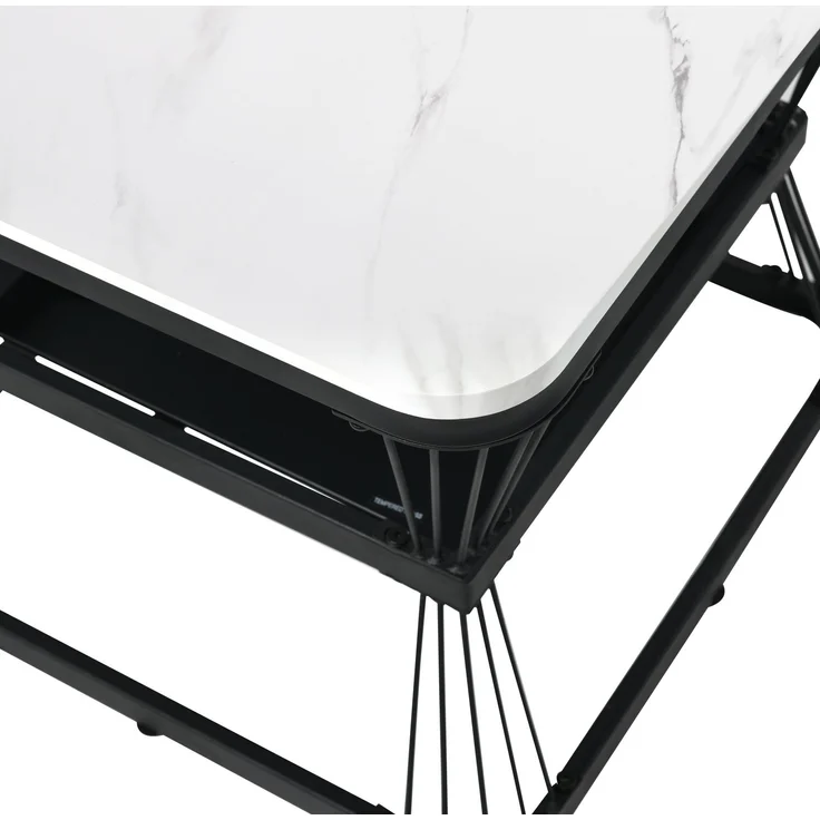 Couchtisch-Set 2-teilig, B 65 x T 65 x H 45 cm & B 45 x T 45 x H 39,5 cm, MDF in Marmoroptik, Stahlgestell – Bild 10