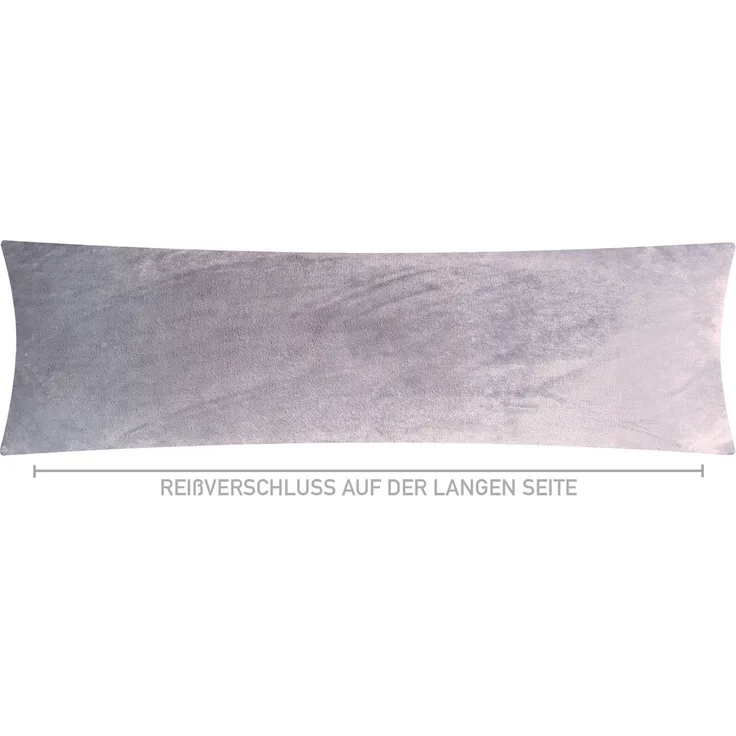 Heubergshop Seitenschläferkissenbezug, (1 Stück), 40x145cm, Fleece Winter flauschig weich warm Kissenbezug (Grau)