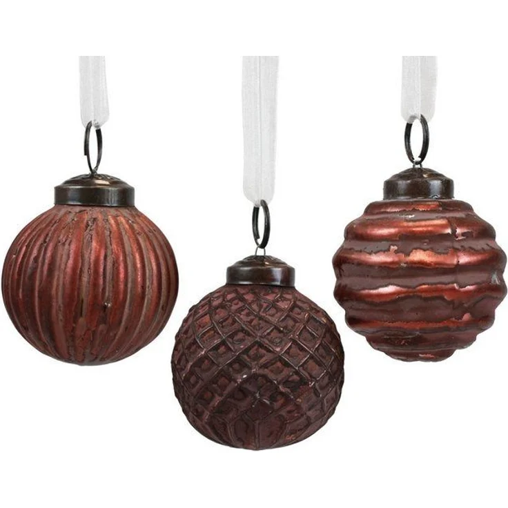 Viana Weihnachtsbaumkugel Weihnachtsbaumkugeln Glas Vintage-Stil Rotbraun, 9er-Set – Bild 4