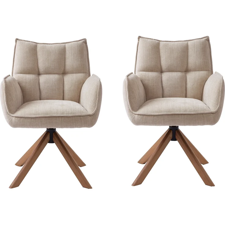 Armlehnstuhl >Marilla< (2er-Set) drehbar, Federkern, Chenille beige - 59x86x65 (BxHxT) – Bild 1
