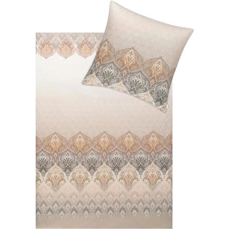 Estella Mako Jersey Bettwäsche 155x220 Sophia kiesel Ornamente beige 6347-800 – Bild 2