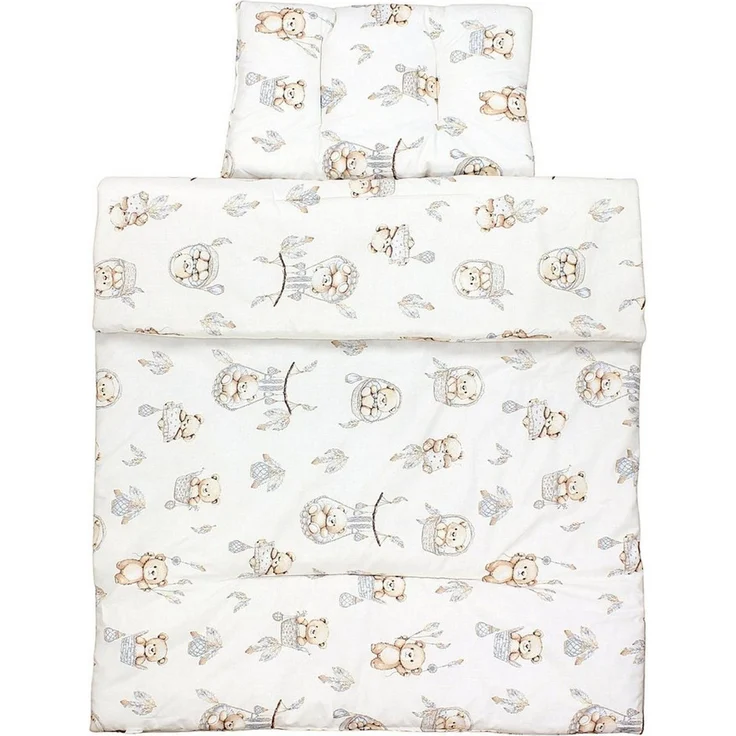 TupTam Kinderbettdecke-Set, Ganzjahresdecke, 2tlg., 1x Bettdecke, 1x Flachkissen, Teddybären in Körbchen Beige Ecru, 135x100 cm – Bild 4