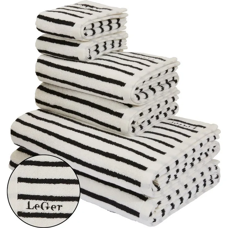 LeGer Home by Lena Gercke Handtuch Set Tamsin, Duschtücher, Handtücher, Gästetücher, Premium 500 gr/m², Frottier (Set, 6-St), mit Logostikerei, 100% Baumwolle, gestreift, weich, 5 Jahre Garantie