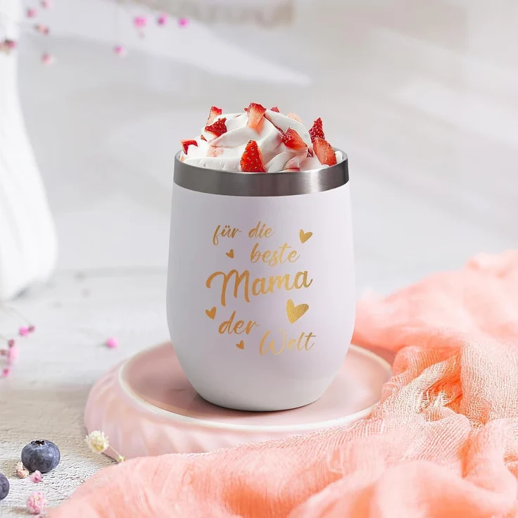 Livole Mama und Papa Geschenk Tasse Thermobecher 350ml 2 Stück Schwarz – Bild 5